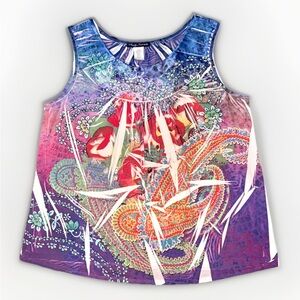 Simply Irresistible Boho Peasant Top Paisley Floral Blouse XL (Fits L)